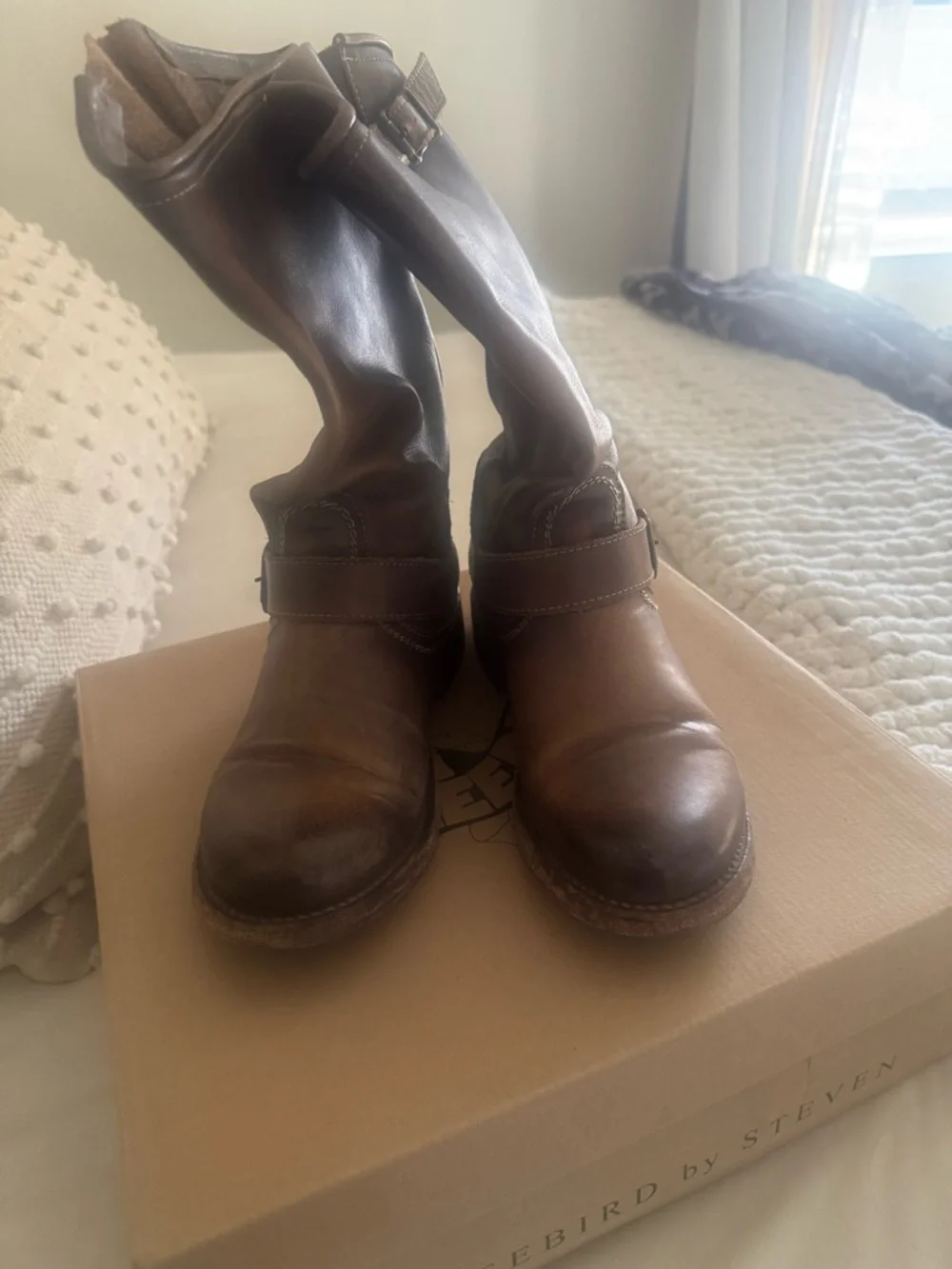 Freebird by Steven CROSBY MOTO BIKER BOOTS NIB Gray Brown - Picture 11 of 11